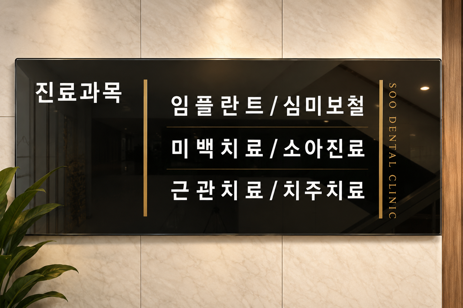 울산수치과의원 진료과목 안내 보드